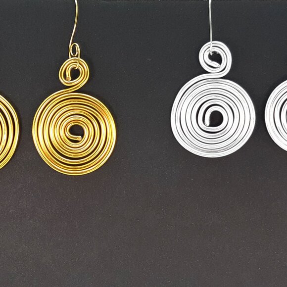 2 Pairs of Bold Spiral Dangle Earrings Handmade in Canada - Picture 9 of 9